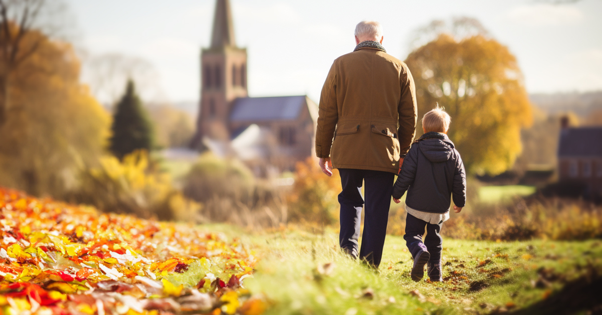 Retiree taking a walk