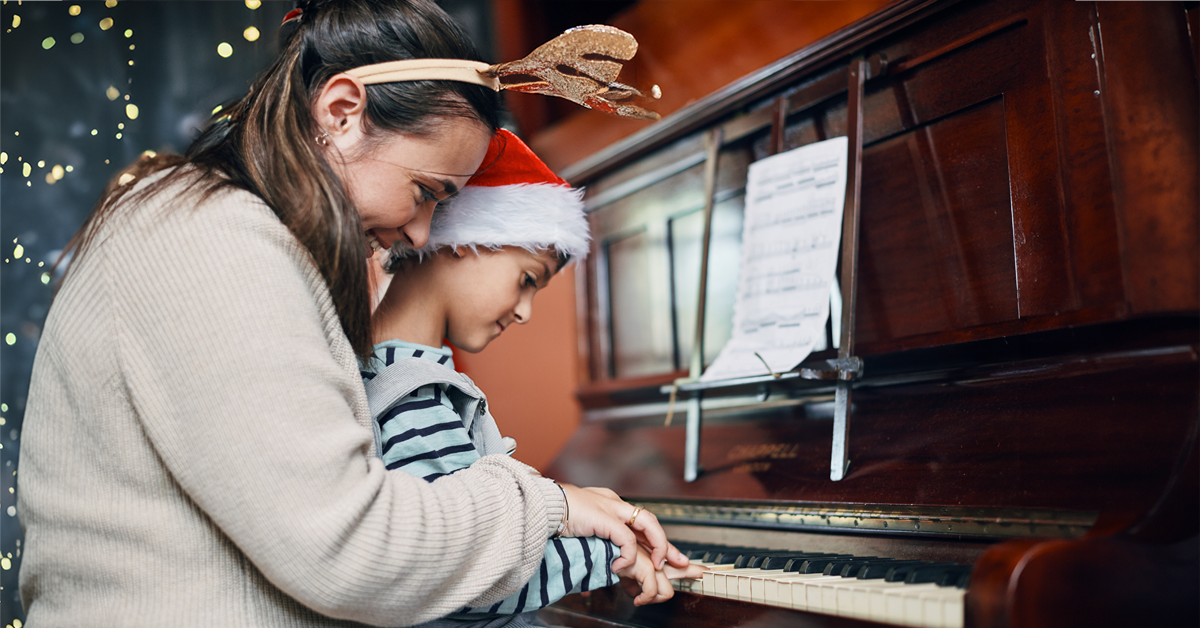 Family playing piano